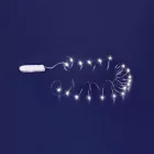 Home MLF 26/WH micro LED-es fényfüzér, 2 m / 20 db hidegfehér micro LED, állófényű, átlátszó vezeték, időzíthető, gombelemes, lapos elemtartó, beltéri kivitel