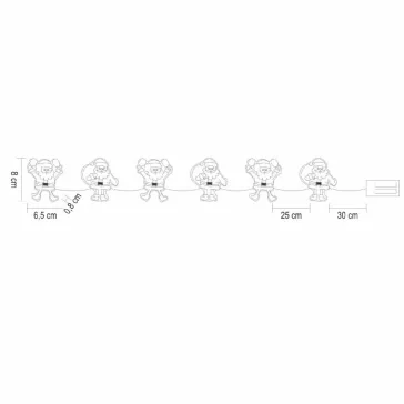   Home MLS6 LED-es mikulás fényfüzér, szilikon, 6db melegfehér LED, elemes tápellátás, beltéri kivitel
