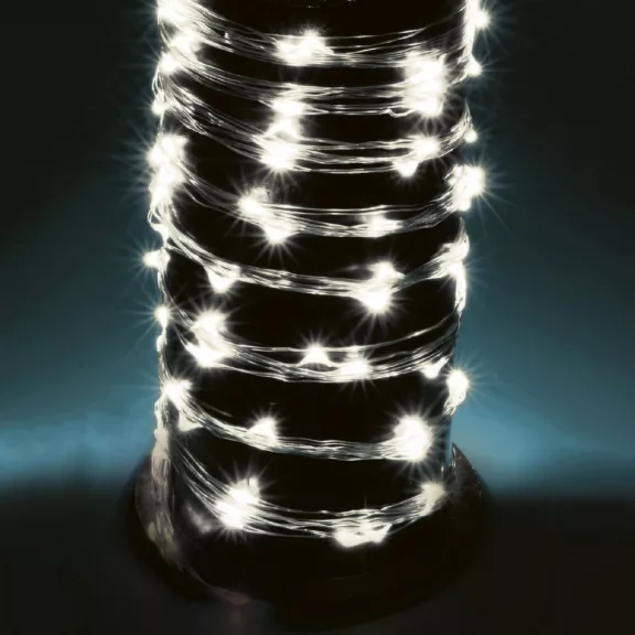 Home ML 200/WH micro LED-es fényfüzérköteg, 200 db hidegfehér micro LED, 10 ágú, vékony, ezüstszínű vezeték, hálózati adapter, kül- és beltéri kivitel Home ML 200/WH micro LED-es fényfüzérköteg, 200 db hidegfehér micro LED, 10 ágú, vékony, ezüstszínű vezeték, hálózati adapter, kül- és beltéri kivitel