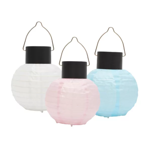 Home MX205 napelemes lampion, 3db-os szett, 1 db melegfehér LED, nylon, 30 g, gombelem, fehér vagy kék vagy rózsaszín Home MX205 napelemes lampion, 3db-os szett, 1 db melegfehér LED, nylon, 30 g, gombelem, fehér vagy kék vagy rózsaszín