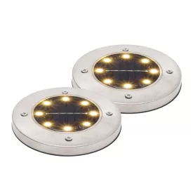   Home MX626WW napelemes kerti lámpa, 2 db-os szett, 8 db melegfehér LED, akkumulátor, acél és műanyag