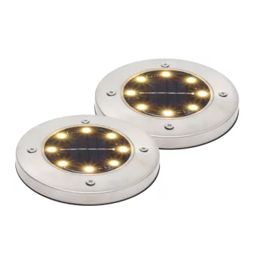   Home MX626WW napelemes kerti lámpa, 2 db-os szett, 8 db melegfehér LED, akkumulátor, acél és műanyag