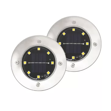   Home MX626WW napelemes kerti lámpa, 2 db-os szett, 8 db melegfehér LED, akkumulátor, acél és műanyag