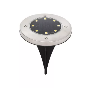   Home MX626WW napelemes kerti lámpa, 2 db-os szett, 8 db melegfehér LED, akkumulátor, acél és műanyag