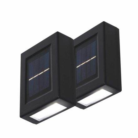 HOME MX658 napelemes falilámpa szett, 2db-os szett, 2db hidegfehér LED, cserélhető AA akkumulátor, fekete