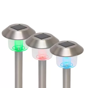   Home MX 762/2 napelemes kerti lámpa, 1 db színváltó LED, rozsdamentes fém, időjárásálló, automatikus, színes