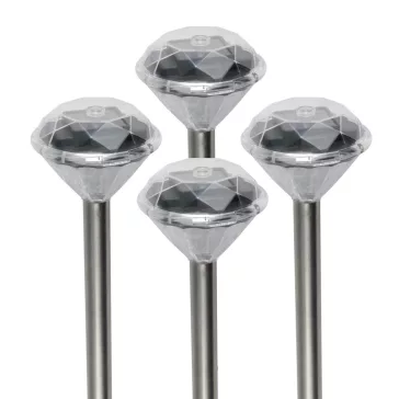   Home MX 802/4 napelemes kerti lámpa szett, 4 db, 1 db LED, fém és műanyag, automatikus, kristáylszerű fej