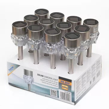   Home MX 809 napelemes kerti lámpa, 1 db LED, fém, időjárásálló, automatikus, hidegfehér