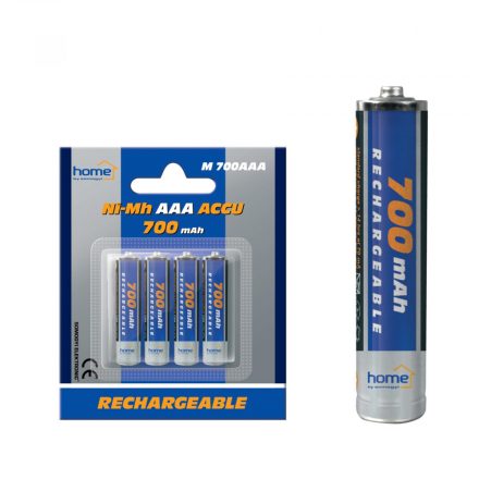 Home M 700AAA akkumulátor AAA, NiMH akkumulátor, mini ceruza, 1,2V 700 mAh kapacitás, 4 db/csomag