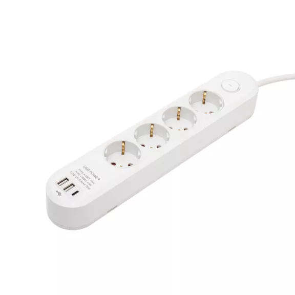 HOME NV4KUSBC hálózati elosztó, 1,5 m, H05VV-F 3G1,5 mm2 kábel, 4 védőérintkezős aljzat, USB töltőaljzat, max. 3680W, kétpólusú kapcsoló, beltéri kivitel HOME NV4KUSBC hálózati elosztó, 1,5 m, H05VV-F 3G1,5 mm2 kábel, 4 védőérintkezős aljzat, USB töltőaljzat, max. 3680W, kétpólusú kapcsoló, beltéri kivitel