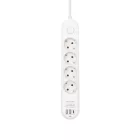 HOME NV4KUSBC hálózati elosztó, 1,5 m, H05VV-F 3G1,5 mm2 kábel, 4 védőérintkezős aljzat, USB töltőaljzat, max. 3680W, kétpólusú kapcsoló, beltéri kivitel