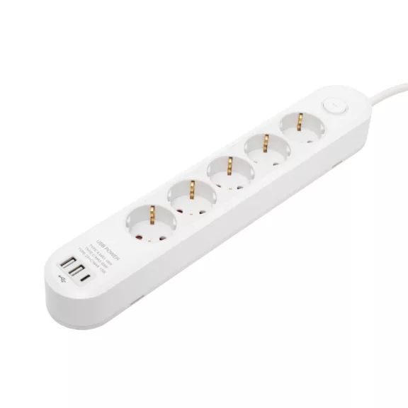 HOME NV5K3USBC hálózati elosztó, 3 m, H05VV-F 3G1,5 mm2 kábel, 5 védőérintkezős aljzat, USB töltőaljzat, max. 3680W, kétpólusú kapcsoló, beltéri kivitel HOME NV5K3USBC hálózati elosztó, 3 m, H05VV-F 3G1,5 mm2 kábel, 5 védőérintkezős aljzat, USB töltőaljzat, max. 3680W, kétpólusú kapcsoló, beltéri kivitel