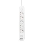 HOME NV5K3USBC hálózati elosztó, 3 m, H05VV-F 3G1,5 mm2 kábel, 5 védőérintkezős aljzat, USB töltőaljzat, max. 3680W, kétpólusú kapcsoló, beltéri kivitel