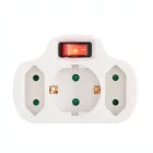 Home NVK 3/WH hálózati elosztó, kapcsolós 3 aljzat ( 1 földelt + 2 euró ), 250 V ~/ 50 Hz / 16 A / 3500 W