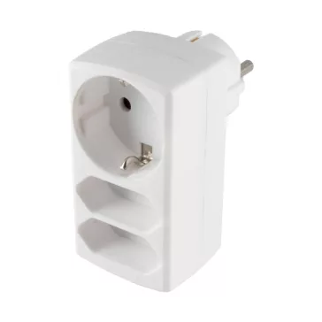   Home NV 131/WH hálózati elosztó, 3 aljzat, 2 EURO aljzat, 1 védőérintkezős aljzat (max. 3680W), fehér