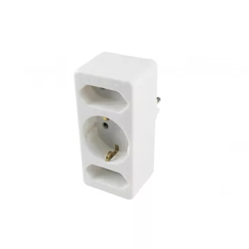   Home NV 13/WH hálózati elosztó, 3 aljzat, 1 védőérintkezős aljzat (max. 3680W), 2 EURO aljzat (max. 3500W), fehér 