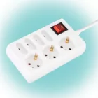 Home NV 17/WH hálózati elosztó, 1,5 m, H05VV-F 3G1,0 mm2 kábel, kapcsolós, IP20 kivitel, 3 védőérintkezős és 4 euro aljzat, max. 3500W, fehér