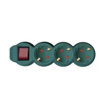   Home NV 3K-5/GR/1,5 hálózati elosztó, 5 m, H05VV-F 3G1,5 mm2 kábel, kétpólusú kapcsoló, IP20 kivitel, 3 védőérintkezős aljzat, max. 3500W, zöld