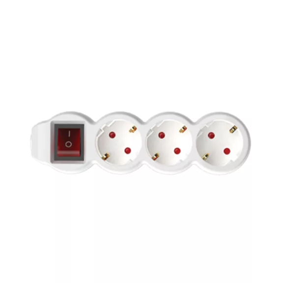 Home NV 3K/WH/1,5 hálózati elosztó, 1,5 m, H05VV-F 3G1,5 mm2 kábel, kétpólusú kapcsoló, IP20 kivitel, 3 védőérintkezős aljzat, max. 3500W, fehér