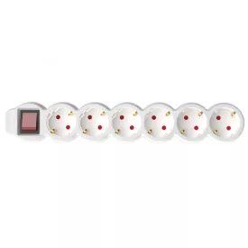   Home NV 6K/WH/1,5 hálózati elosztó, 1,5 m, H05VV-F 3G1,5 mm2 kábel, kétpólusú kapcsoló, IP20 kivitel, 6 védőérintkezős aljzat, max. 3500W, fehér