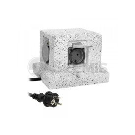   DÍSZKŐ HATÁSÚ CSAPFEDELES DUGALJ, 4-ES, 3680W, IP44, 3M VEZETÉK, 2 ÜZEMMÓD OR-AE-13186(GS)