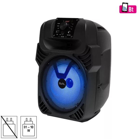 SAL PAR20BTC party hangdoboz, 2-utas hangrendszer, bass-reflex mélysugárzó, Bluetooth, FM rádió, digitális kijelző, LED fényeffekt SAL PAR20BTC party hangdoboz, 2-utas hangrendszer, bass-reflex mélysugárzó, Bluetooth, FM rádió, digitális kijelző, LED fényeffekt