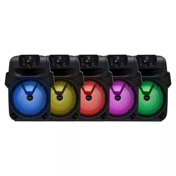 SAL PAR20BTC party hangdoboz, 2-utas hangrendszer, bass-reflex mélysugárzó, Bluetooth, FM rádió, digitális kijelző, LED fényeffekt SAL PAR20BTC party hangdoboz, 2-utas hangrendszer, bass-reflex mélysugárzó, Bluetooth, FM rádió, digitális kijelző, LED fényeffekt