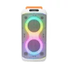 SAL PAR216WH party hangfal, 60 W, 2-utas bassz-reflex, 3 hangszóró, Bluetooth, MP3, digitális kijelző, LED fényeffekt, mikrofonnal
