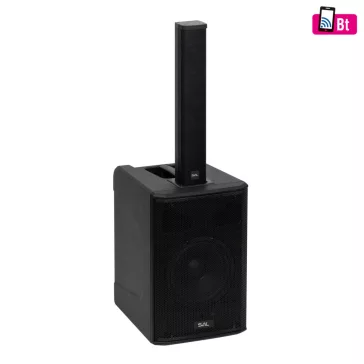   SAL PAS8W42S professzionális oszlopsugárzó hangrendszer, 20cm mélysugárzó, 4x2” szélessávú szatellit hangszóró, aktív zenekari hangdoboz, Bluetooth, állvány