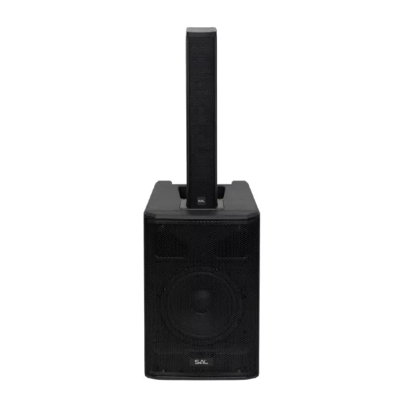 SAL PAS8W42S professzionális oszlopsugárzó hangrendszer, 20cm mélysugárzó, 4x2” szélessávú szatellit hangszóró, aktív zenekari hangdoboz, Bluetooth, állvány