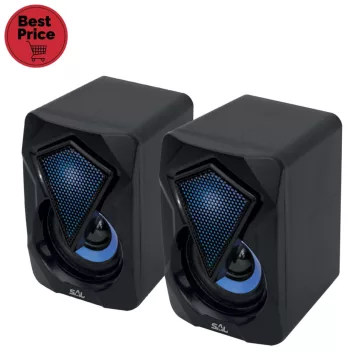   SAL PCS 230 multimédia hangszórópár, 2x3 W, RGB LED effekt, AUX, BT, USB tápkábel