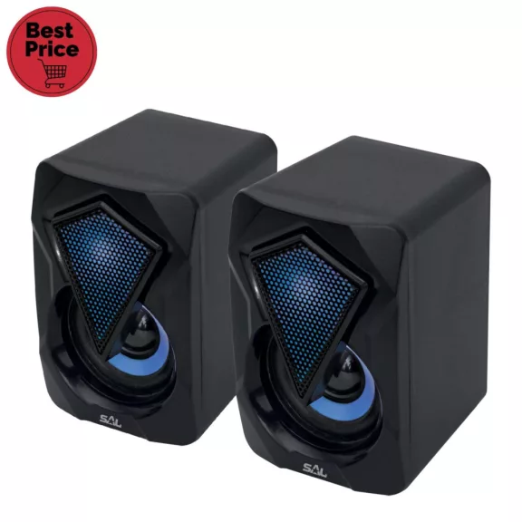 SAL PCS 230 multimédia hangszórópár, 2x3 W, RGB LED effekt, AUX, BT, USB tápkábel SAL PCS 230 multimédia hangszórópár, 2x3 W, RGB LED effekt, AUX, BT, USB tápkábel