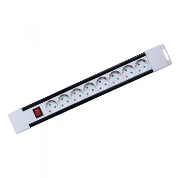   Home PNV 08K/WH hálózati elosztó, 2 m, H05VV-F 3G1,0 mm2 kábel, kapcsolós, IP20 kivitel, 8 aljzat gyermekvédelemmel, max. 3500W, fehér, felakasztható