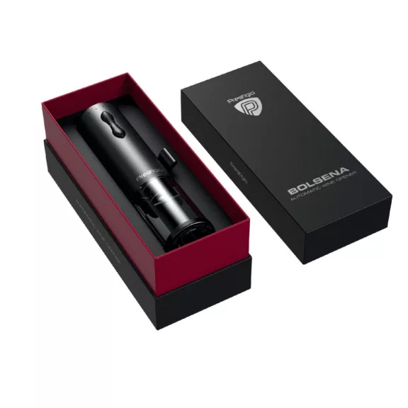 Prestigio PWO101BK Bolsena dugóhúzó készlet, fóliavágó, levegőztető, vákuumos dugó, 500 mAh beépített akkumulátor Prestigio PWO101BK Bolsena dugóhúzó készlet, fóliavágó, levegőztető, vákuumos dugó, 500 mAh beépített akkumulátor