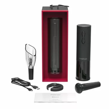  Prestigio PWO101BK Bolsena dugóhúzó készlet, fóliavágó, levegőztető, vákuumos dugó, 500 mAh beépített akkumulátor