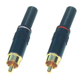   RCA 11MF RCA dugó pár, fém, aranyozott, törésgátló, fehér és piros