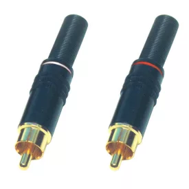   RCA 11MF RCA dugó pár, fém, aranyozott, törésgátló, fehér és piros