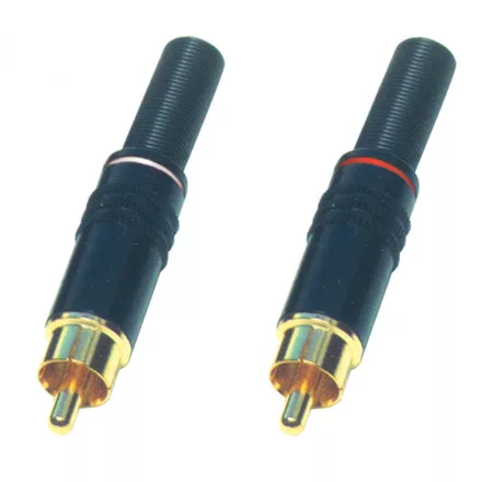 RCA 11MF RCA dugó pár, fém, aranyozott, törésgátló, fehér és piros