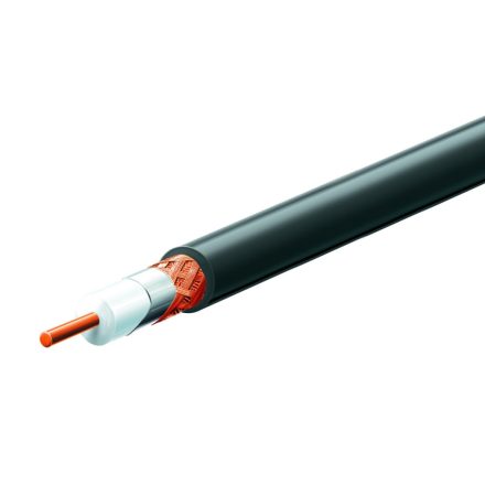 RG 6-32/BK koax kábel, 75 Ohm, PVC és PE szigetelés, réz ér, 32 szál rézharisnya, alumínium + PET fólia, 100m, fekete