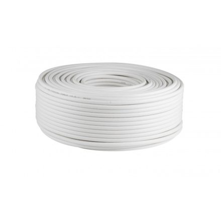 RG 6-32/WH koax kábel, 75 Ohm, PVC és PE szigetelés, réz ér, 32 szál rézharisnya, alumínium + PET fólia, 100m, fehér