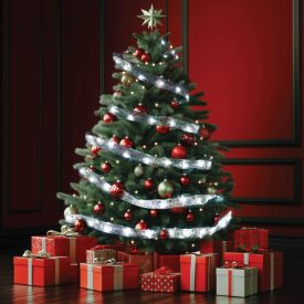   Home RLS10WH LED-es szalag mintákkal, ezüst színű szalag, 8 funkció, 100db hidegfehér LED, 10m hosszú, 5cm széles, elemes tápellátás, beltéri kivitel