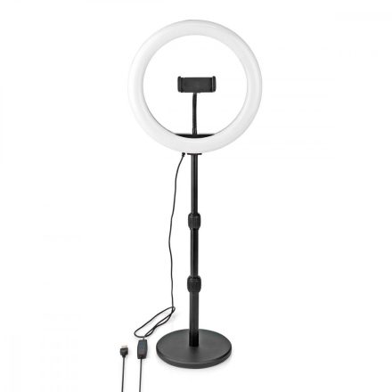 Háromlábú állvánnyal ellátott körlámpa | 25 cm | 120 LED's | 2700 - 6700 K | Asztali | Fekete
