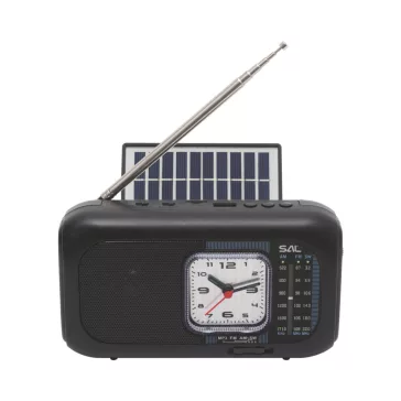   SAL RPH3 napelemes rádió és multimédia lejátszó, hibrid töltés, 3 sávos, napelemes, Bluetooth, cserélhető akkumulátor
