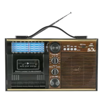   SAL RRT 11B retro kazettás rádió, multimédia lejátszó, kazettás magnó, beépített mikrofon, hangrögzítés, AUX, USB/MicroSD