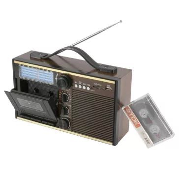  SAL RRT 11B retro kazettás rádió, multimédia lejátszó, kazettás magnó, beépített mikrofon, hangrögzítés, AUX, USB/MicroSD