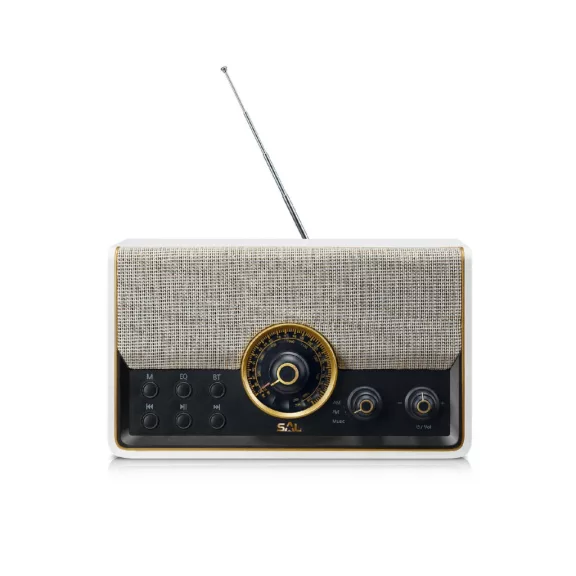 SAL RRT 6B retro táskarádió, multimédia lejátszó, 6 in 1, BT, USB, MicroSD, AUX, FM rádió, kihangosító, beépített mikrofon
