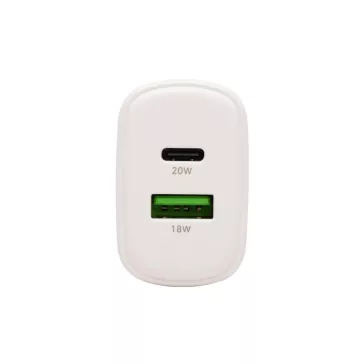   HOME SA20PPS USB hálózati gyorstöltő, 20 Watt, 2in1: USB-A + USB-C aljzat, QC + PD + PPS gyorstöltés, GaN technológia