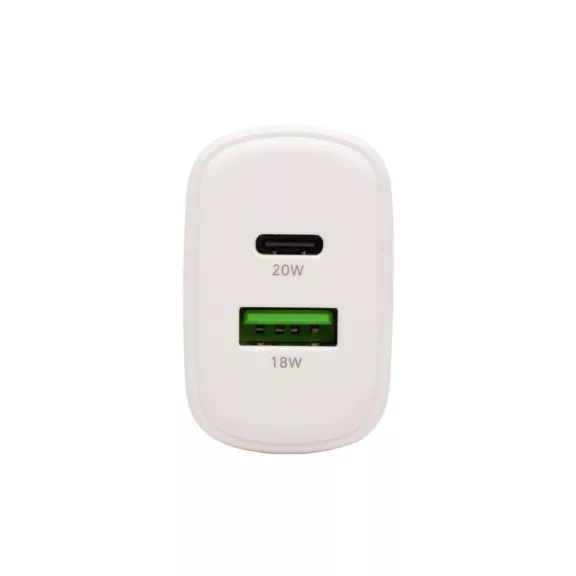 HOME SA20PPS USB hálózati gyorstöltő, 20 Watt, 2in1: USB-A + USB-C aljzat, QC + PD + PPS gyorstöltés, GaN technológia