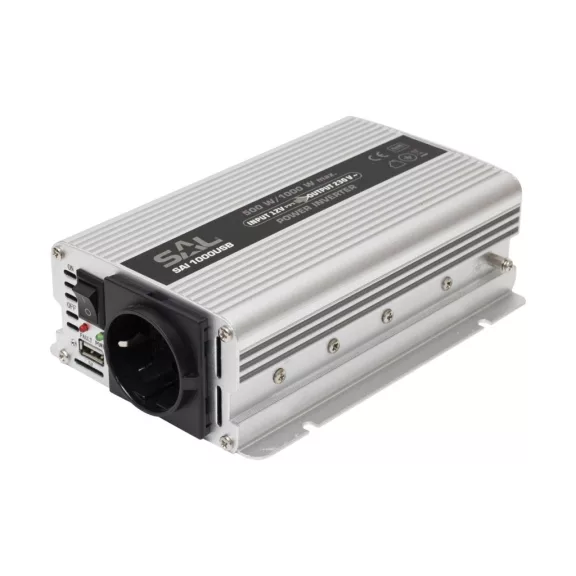 SAL SAI 1000USB feszültségátalakító, 500 W, inverter, 500 mA USB töltő, gyermekzár SAL SAI 1000USB feszültségátalakító, 500 W, inverter, 500 mA USB töltő, gyermekzár