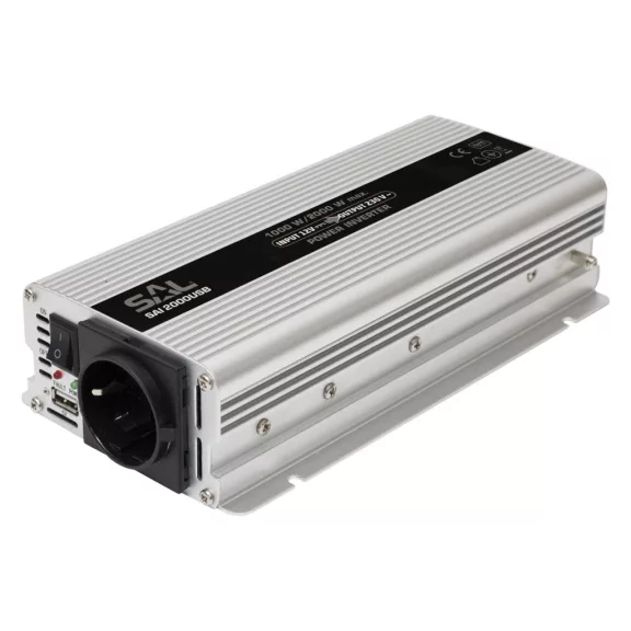 SAL SAI 2000USB feszültségátalakító, 1000 W, inverter, 500 mA USB töltő, gyermekzár SAL SAI 2000USB feszültségátalakító, 1000 W, inverter, 500 mA USB töltő, gyermekzár